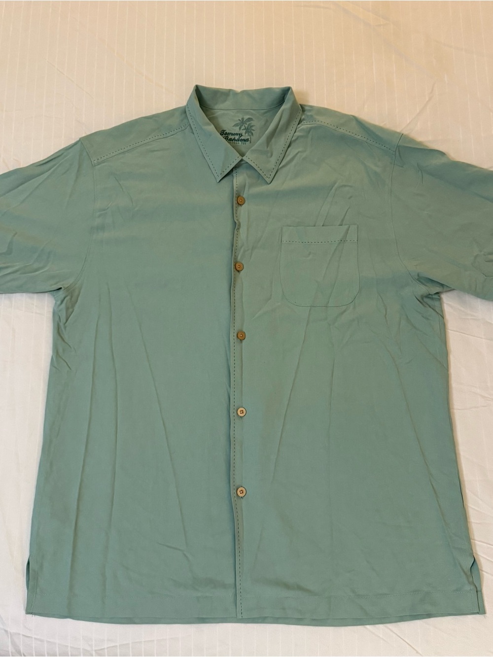 Tommy Bahama Mint Green Short-Sleeve Button-Down Shirt w/ Pocket sz L
